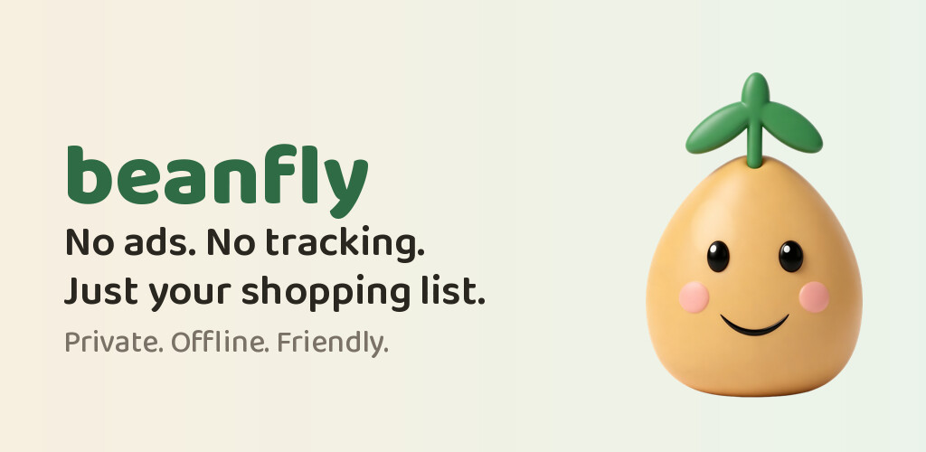 Beanfly: no ads, no tracking, just your shopping list