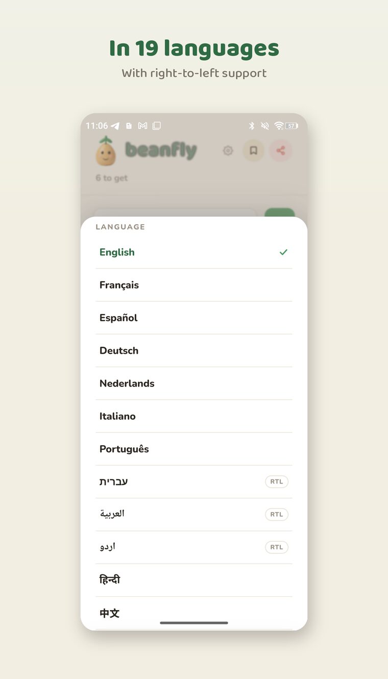 Beanfly localised into 19 languages with right-to-left support