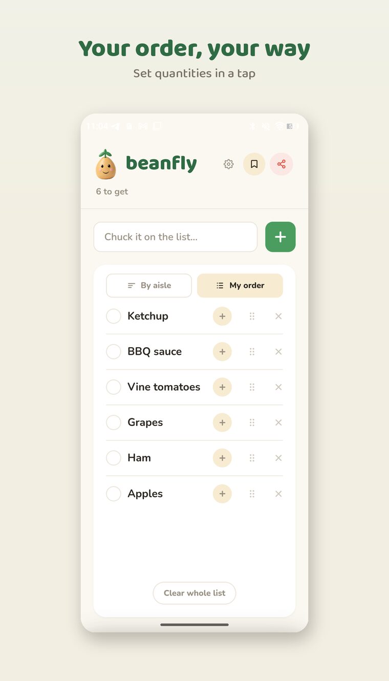 Beanfly quantities and list management