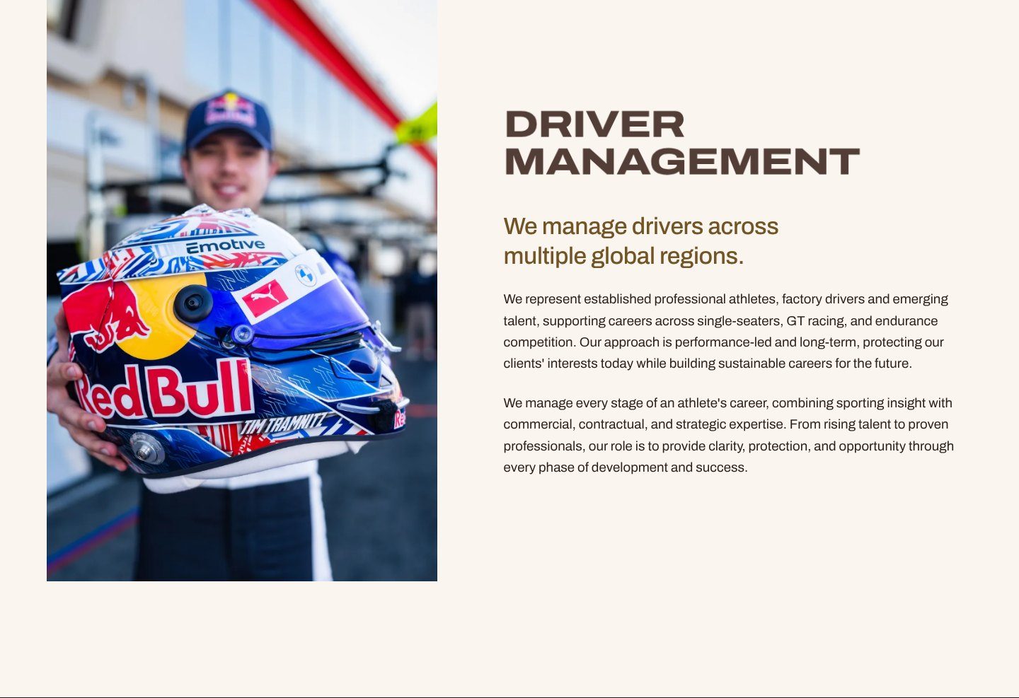 The Driver Management section