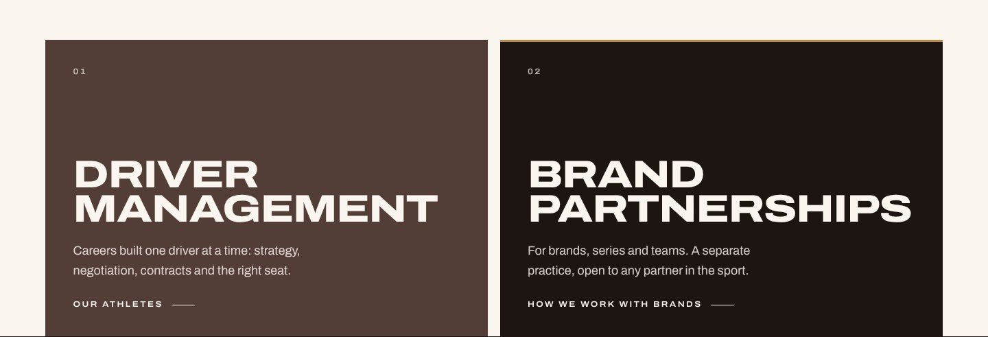 Driver Management and Brand Partnerships, the two sides of the business